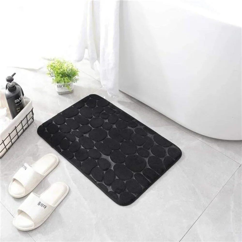 Memory Foam Bath Mat Cobblestone Bathroom Rugs Super Water Absorbent Bath Mats